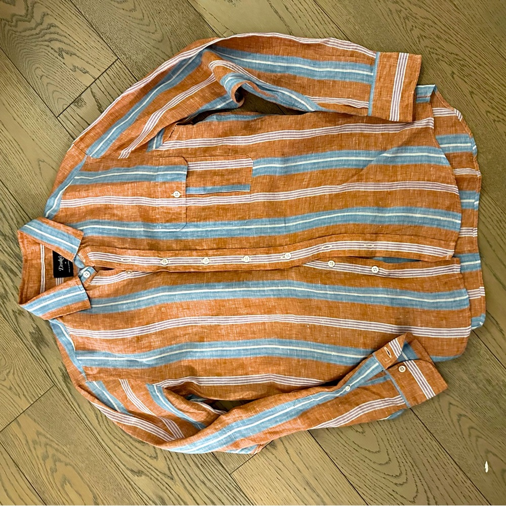 DRAKES LINEN BUTTON DOWN